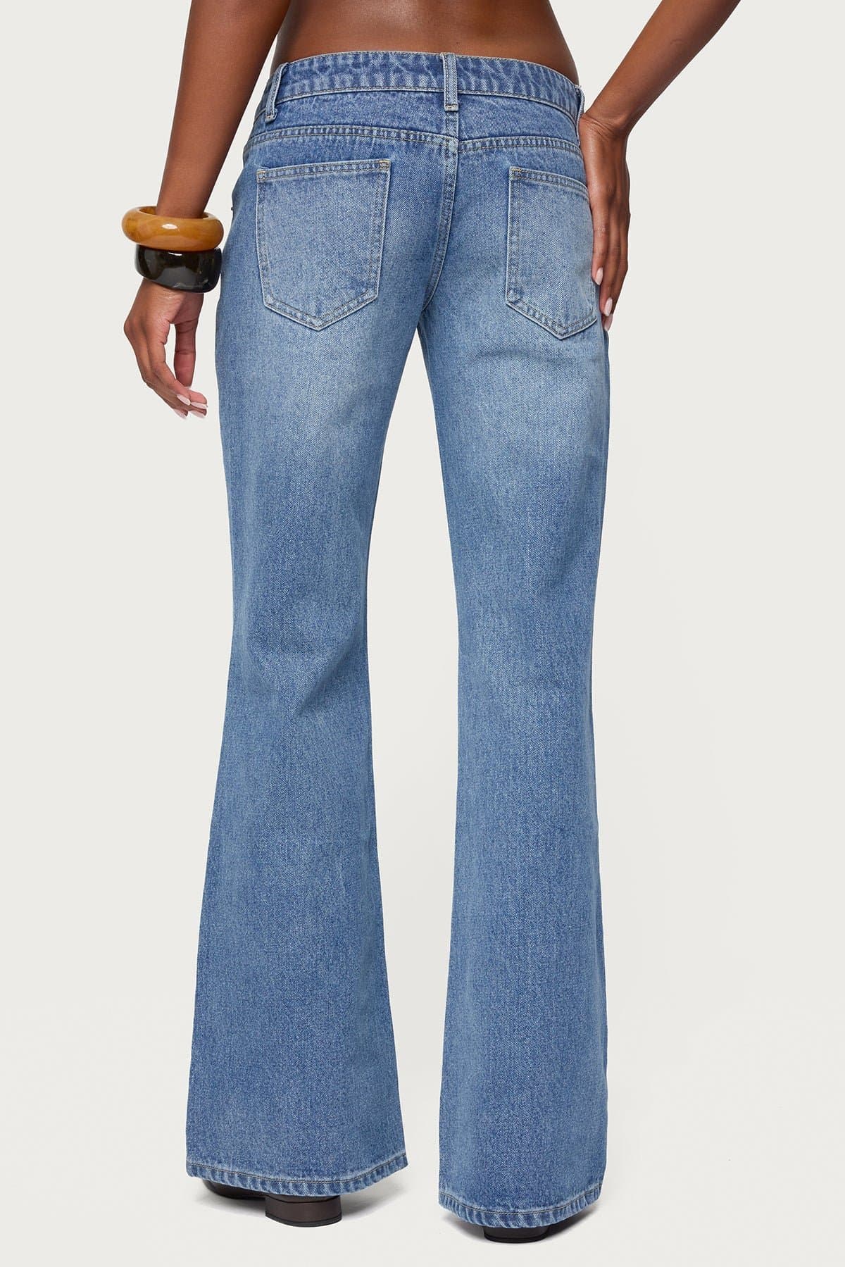 Kiarah Low Rise Bootcut Jeans in Rigid 100% Cotton Denim, Size S Inseam 32.3"