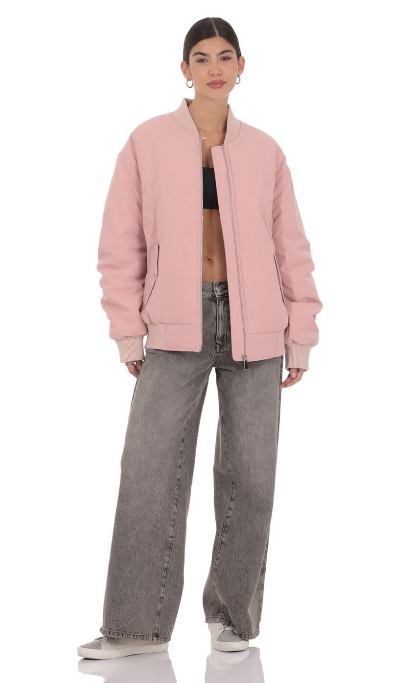Oversized Bomber Jacket in Pink