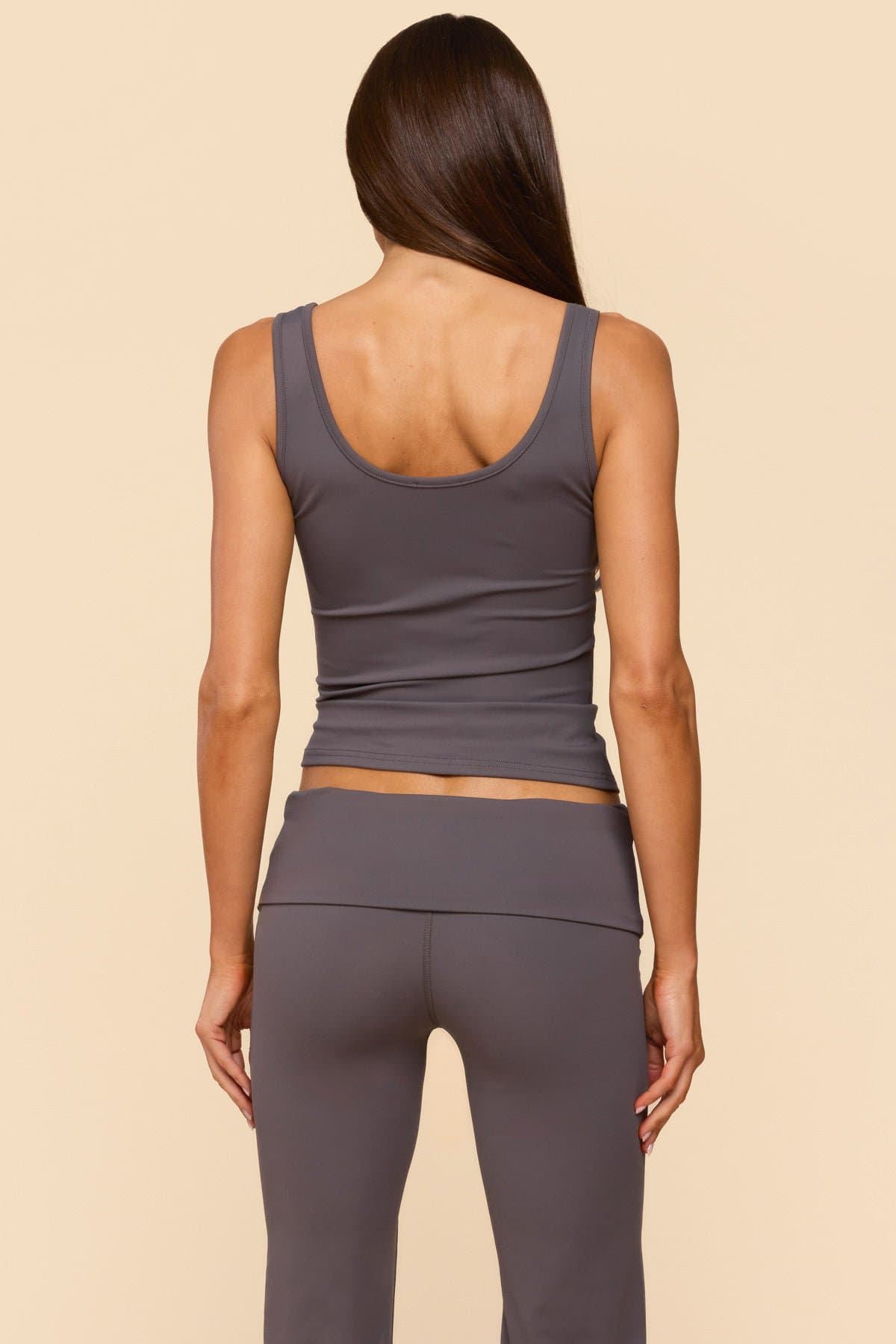 Kiarra Scoop Neck Fitted Tank Top - Polyester Spandex Small Medium Large