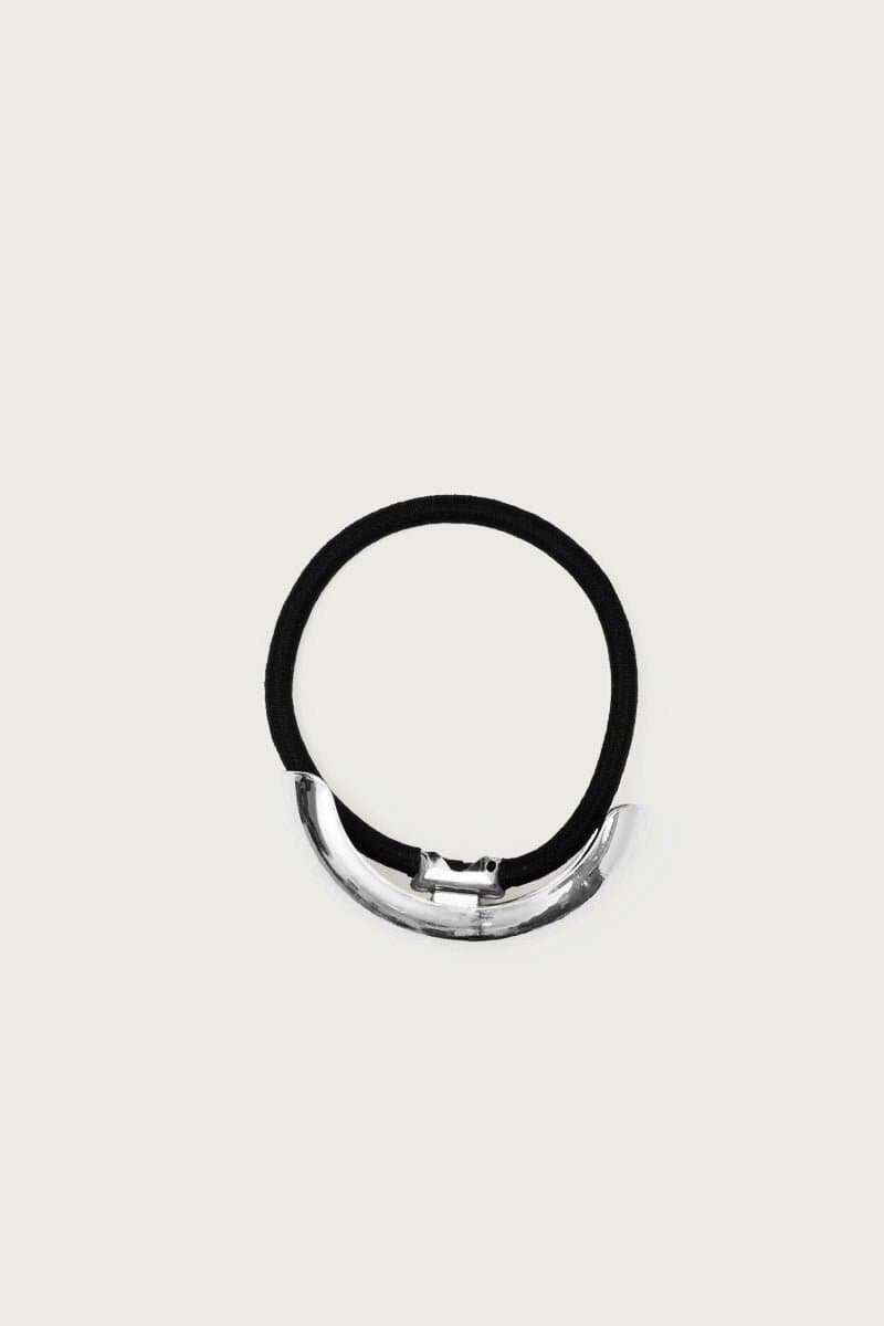 Sleek Double Cuff Hair Tie in Silver Tone Metal, 2.2 Inch Length