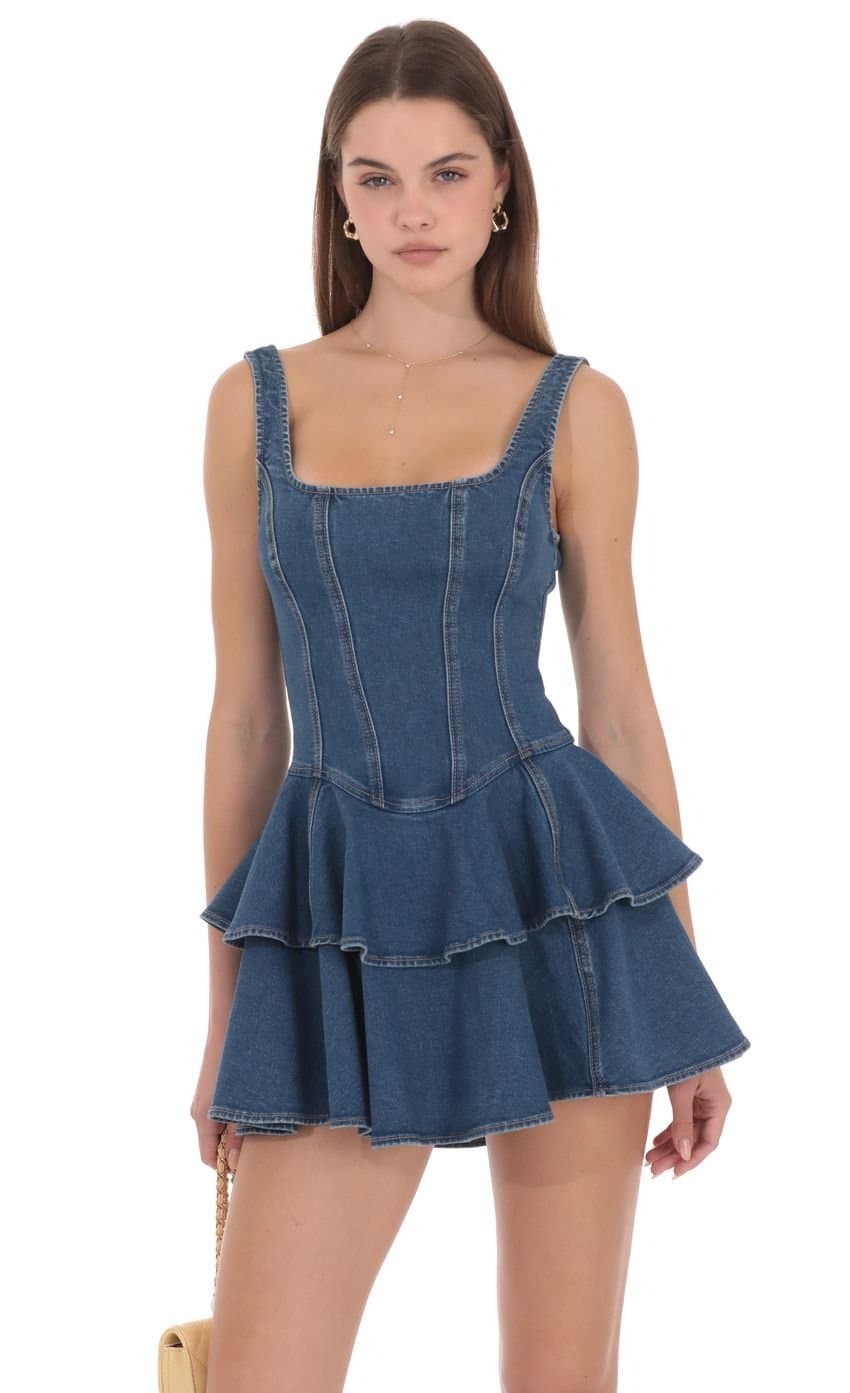 Juliette Tiered Denim Mini Dress
