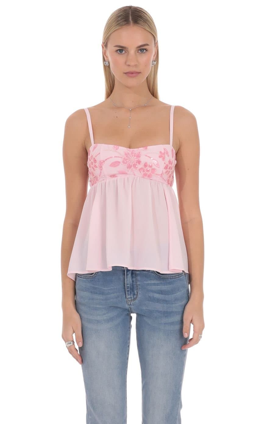 Lysette Babydoll Top in Pink