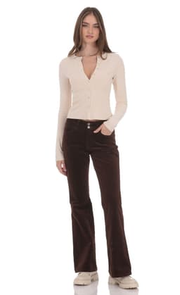 Corduroy Flare Jeans in Brown