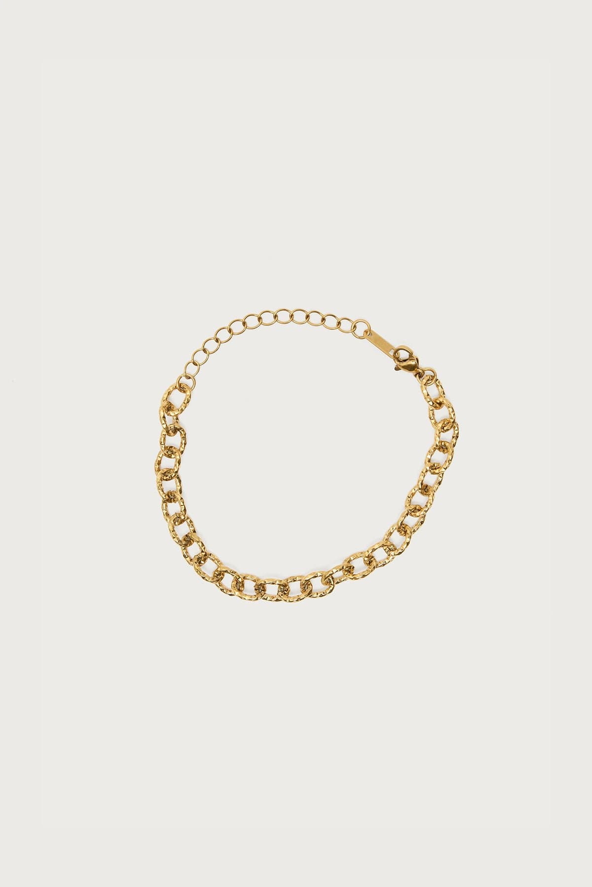 Chain Link Bracelet Gold Tone Metal 6.3 Inch Length