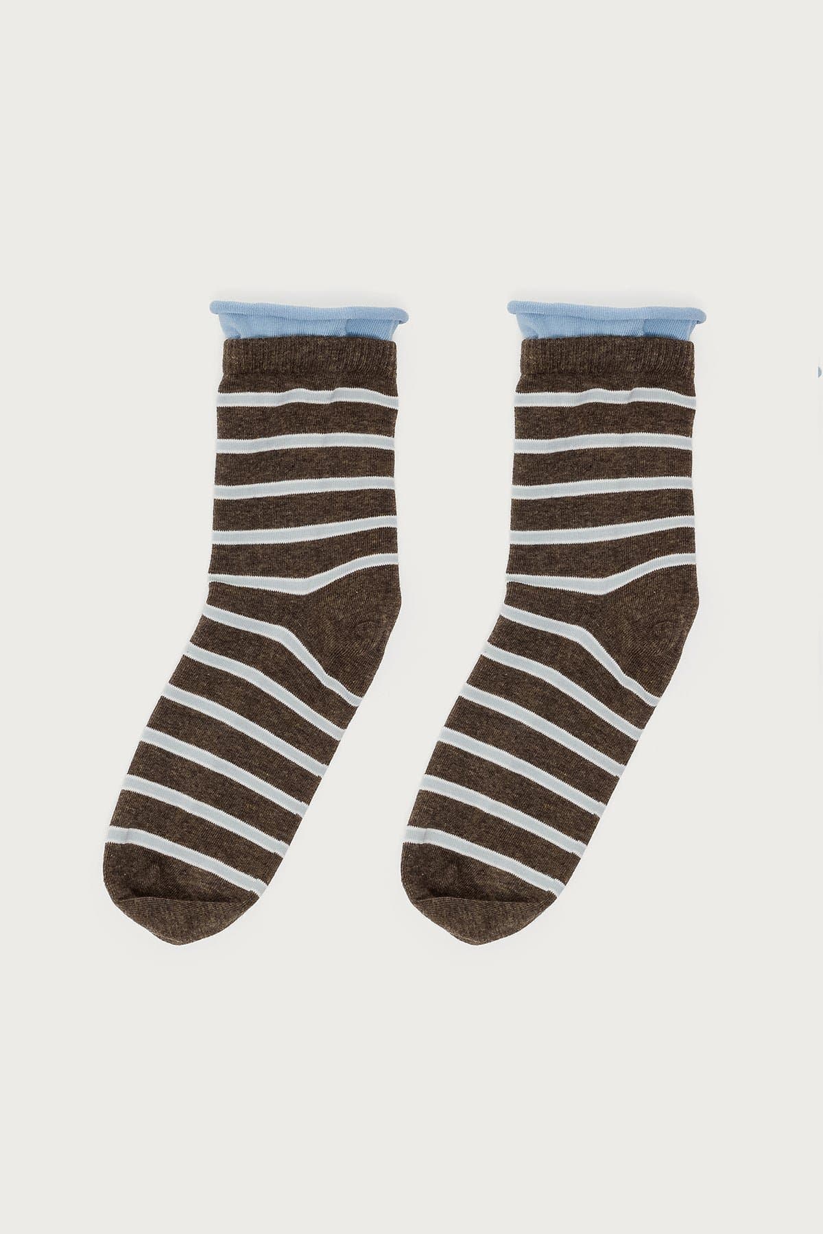 Striped Layered Socks - Cotton Polyester Spandex Blend, 11.8 Inch Length