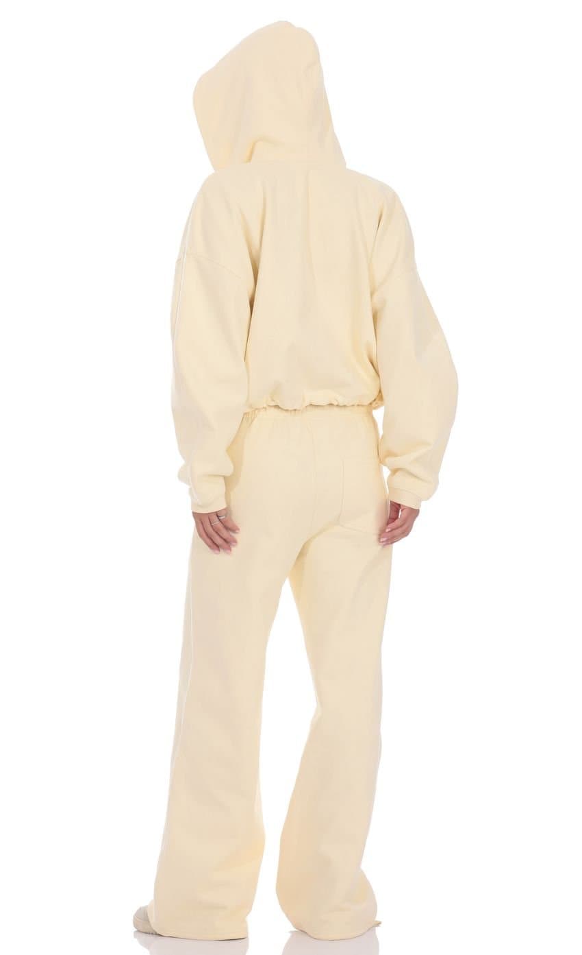 Cropped Cinch Waist Hoodie in Cream