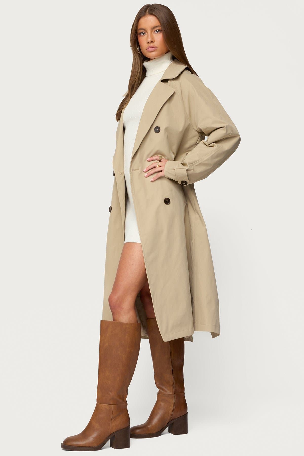 Amur Maxi Trench Coat Longline Polyester Women's Outerwear