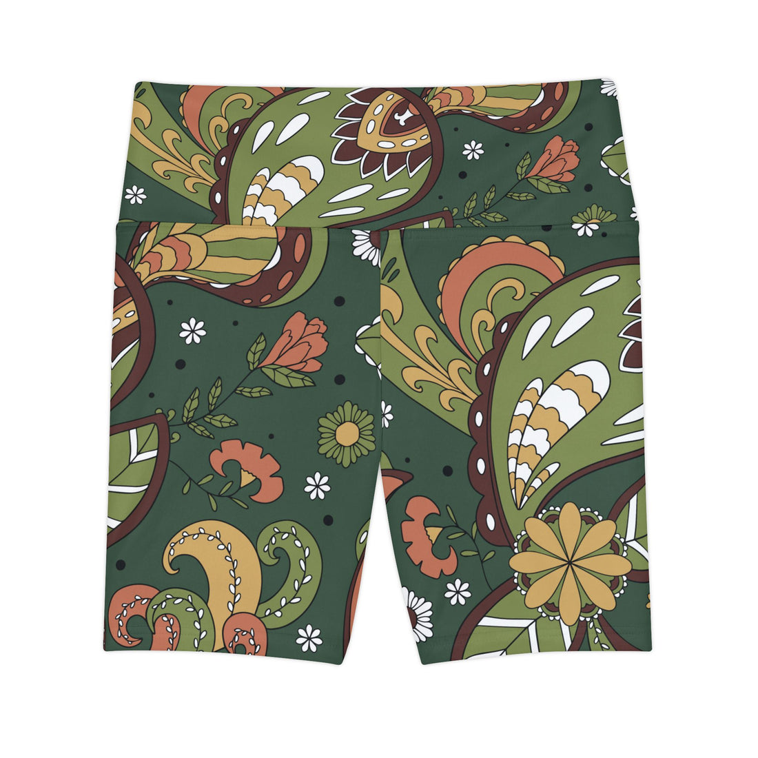 Floral Paisley High-Waisted Sports Shorts – Stylish Workout Shorts for Women