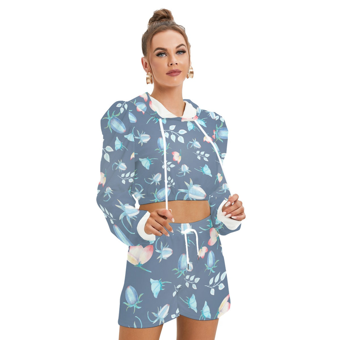 Midnight Bloom Hoodie and Shorts Set