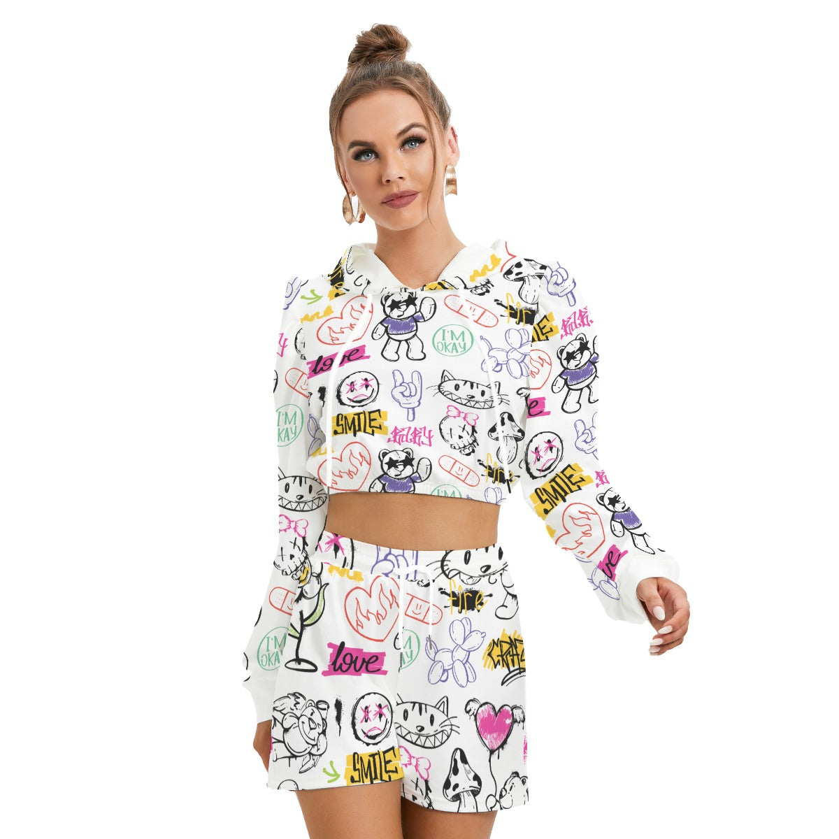 Urban Doodle Hoodie & Shorts Set