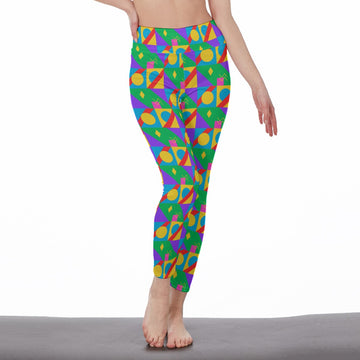 Women's High-Waist Geometric Print Leggings  | Side Stitch Closure