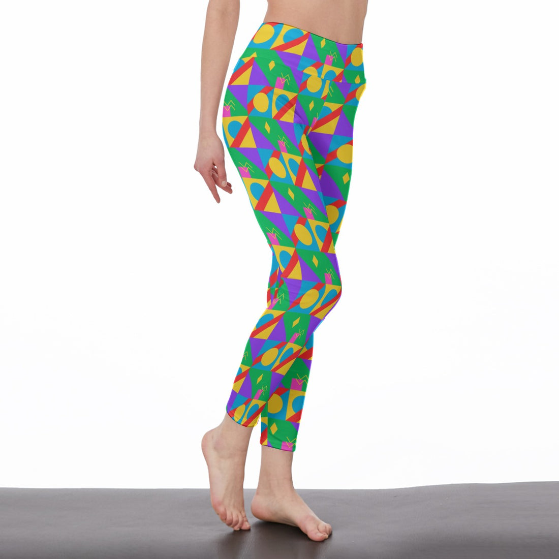 Women's High-Waist Geometric Print Leggings  | Side Stitch Closure