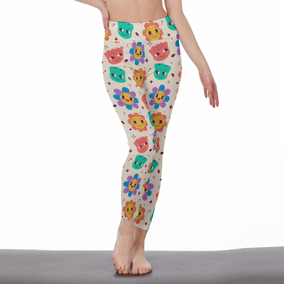 Women's High-Waist Cute Floral Cartoon Leggings