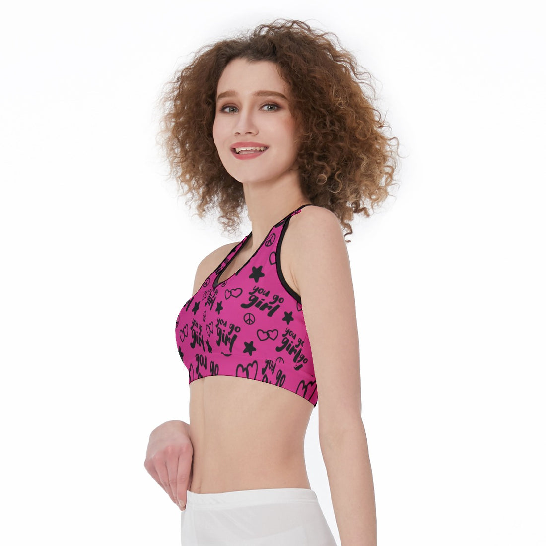 Women's Racerback Sports Bra with 'You Go Girl' Prints – Empowering and Stylish Activewear