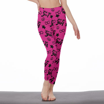 Women's High Waist Leggings with 'You Go Girl' Prints – Empowering and Stylish | Side Stitch Closure