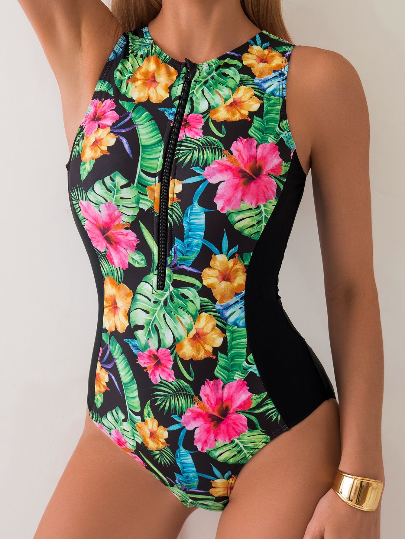 Floral One Piece Swimsuit - As shown / S