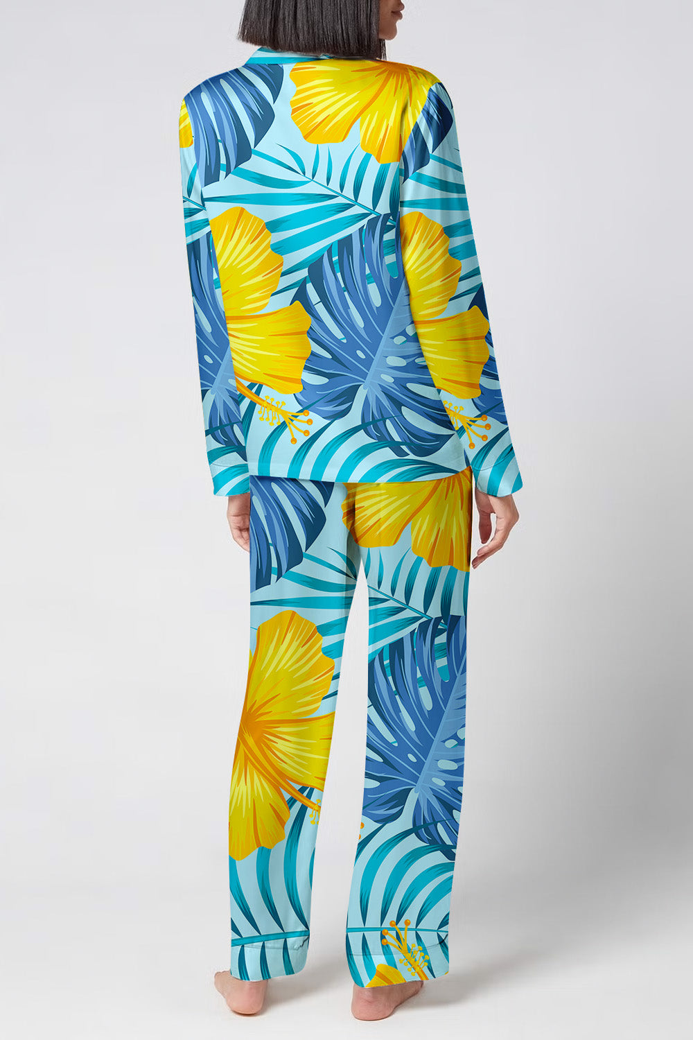 Blue Tropica – Hibiscus Breeze Satin Pajama Set