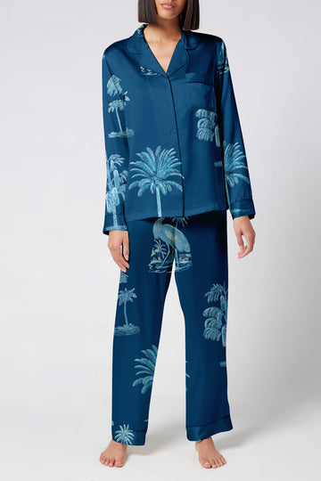 Blue Tropic Serenity Satin Pajama Set