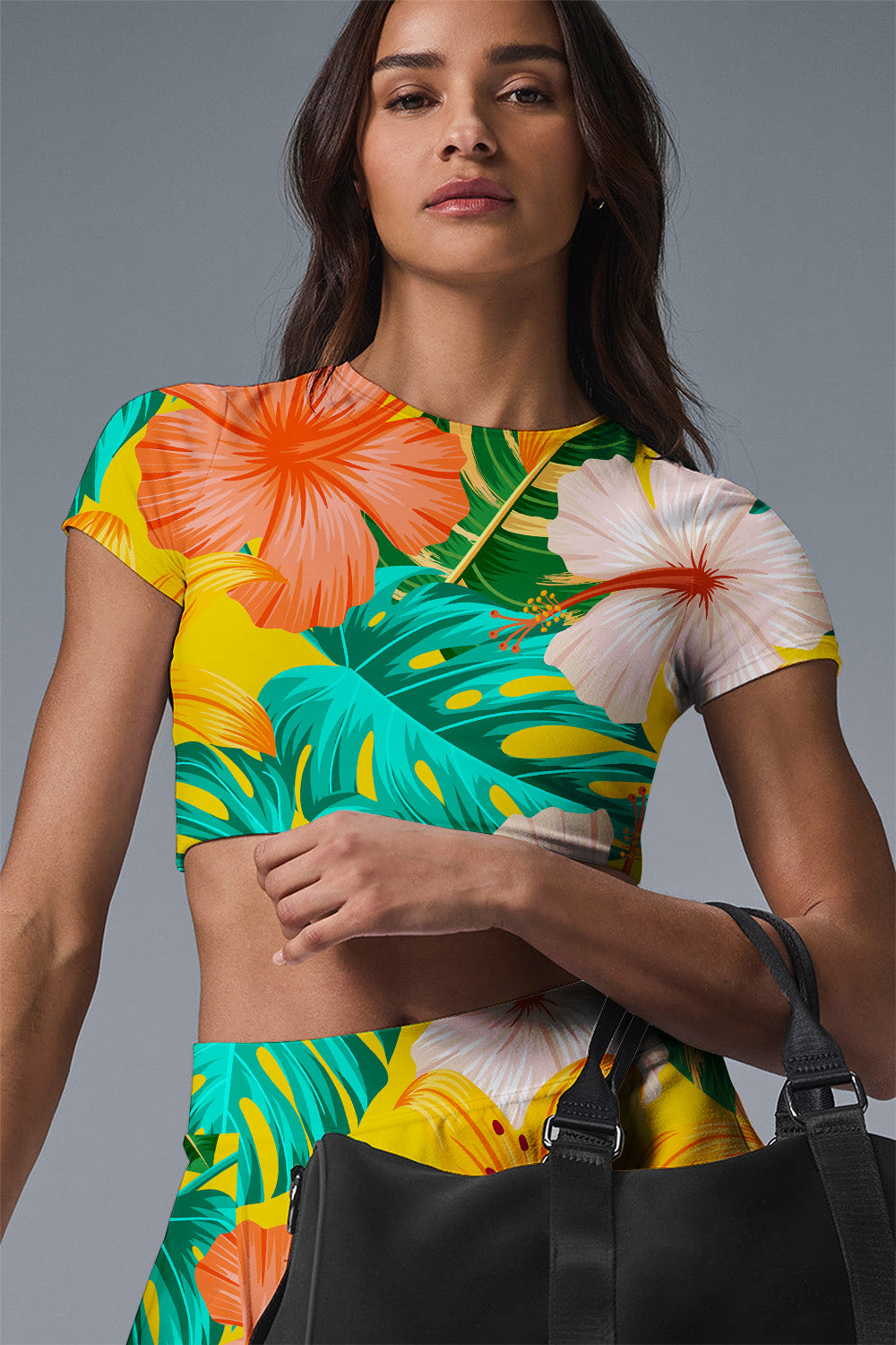TropiGlow Scallop Tennis Dress – Yellow Lily & Hibiscus Print