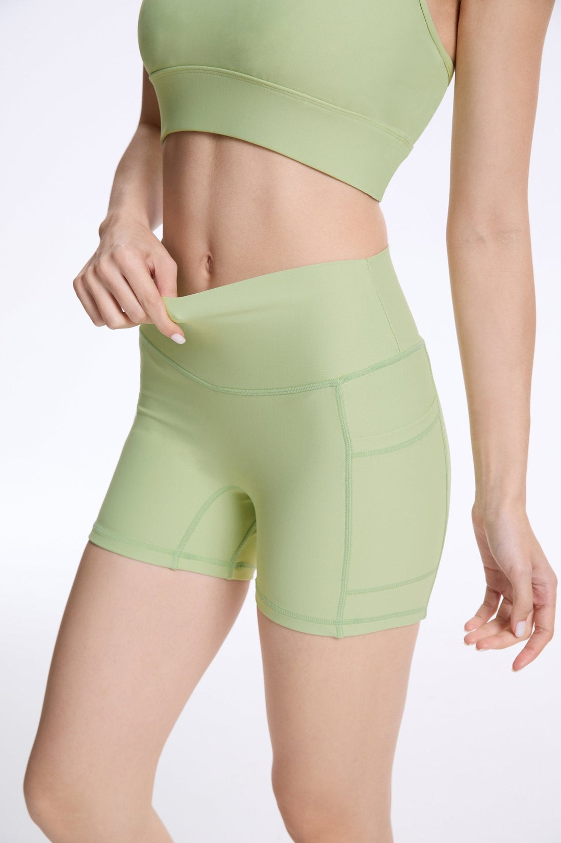 Matcha Glow Pocket Biker Shorts with Pockets