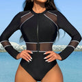Black long-sleeved sun-protective one piece Swimsuit - Picture 1 / S