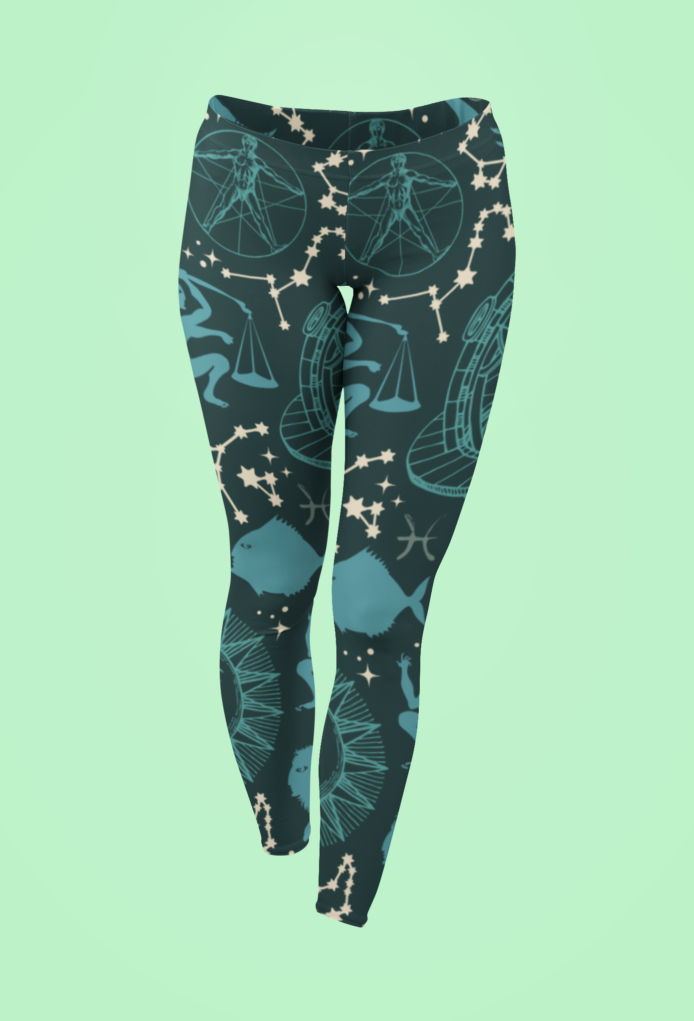 Cosmic Zodiac Leggings - Starry Astrology-Inspired Activewear