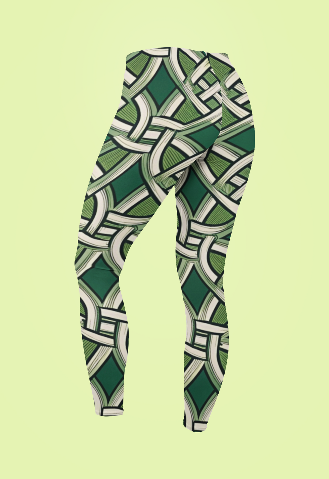 Green Geometric Women Leggings | Side Stitch Closure