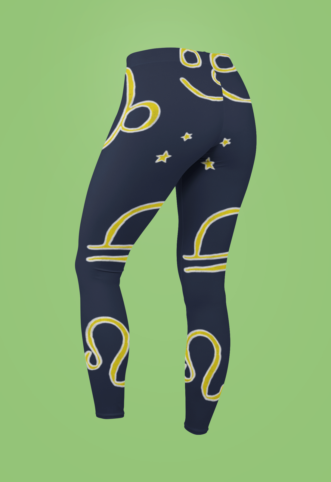 Zodiac Star Scalloped Women Leggings | Side Stitch Closure