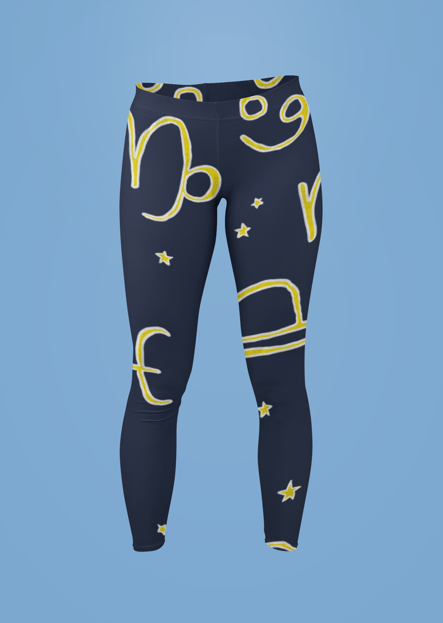 Zodiac Star Scalloped Women Leggings | Side Stitch Closure