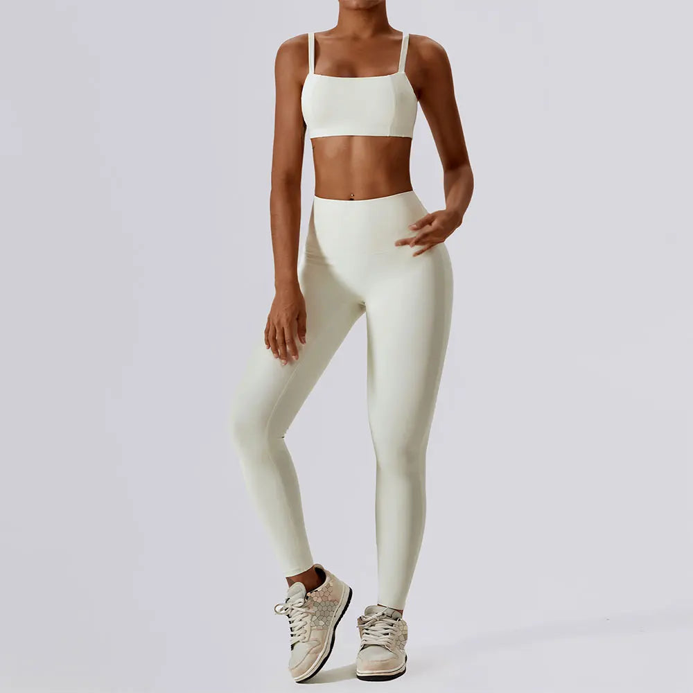 Seamless Athletic Bra Gym Set in Badge Blue - Top & Leggings