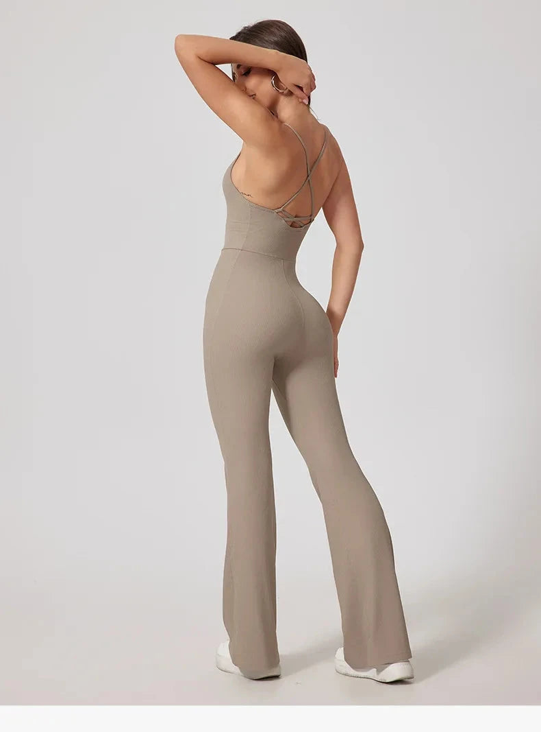 Backless Yoga Jumpsuit with Removable Pads | Comfortable & Stylish