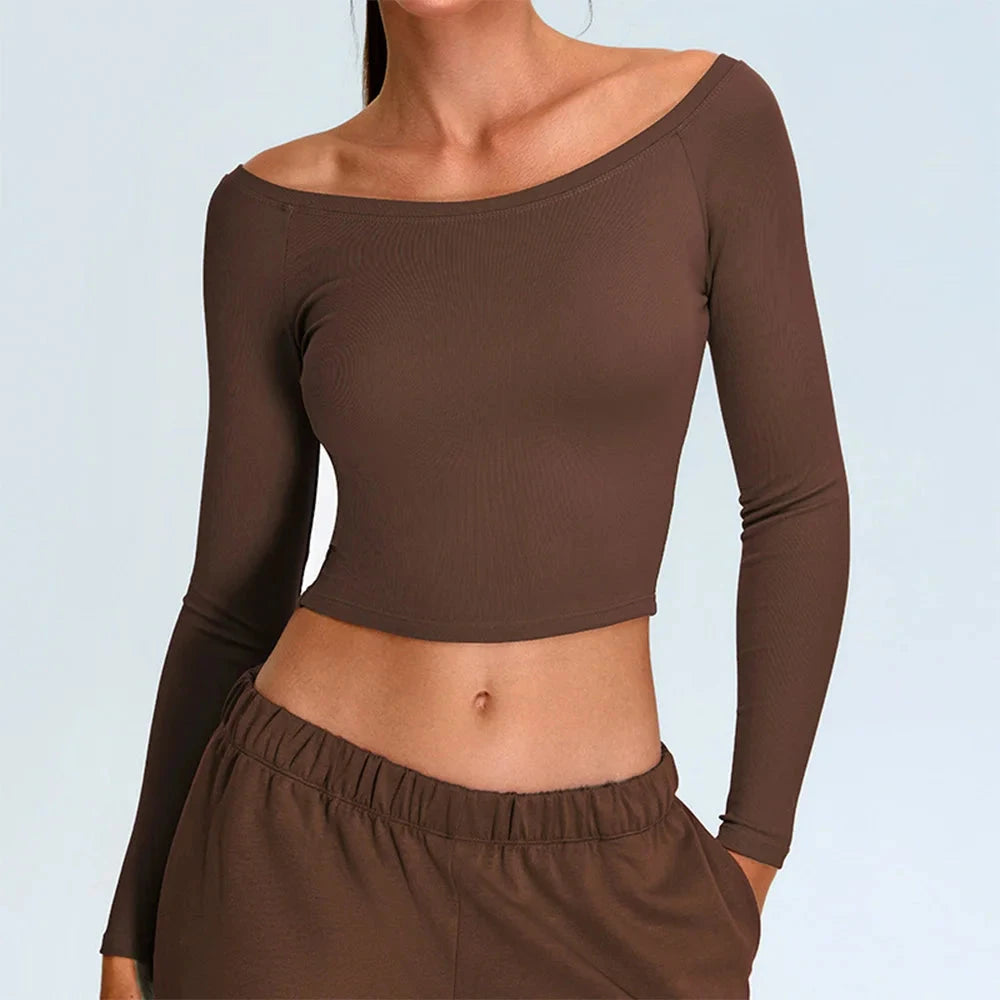 ComfortFit Off-Shoulder Yoga Top | Nylon-Spandex Blend