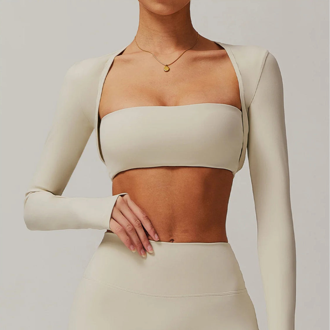 Comfy Brushed Shawl Long Sleeve Bra Top