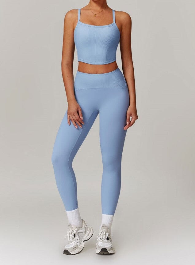 Ultimate Gym Outfit Set - Sky Blue Cherry Red Black White Gray Coffee