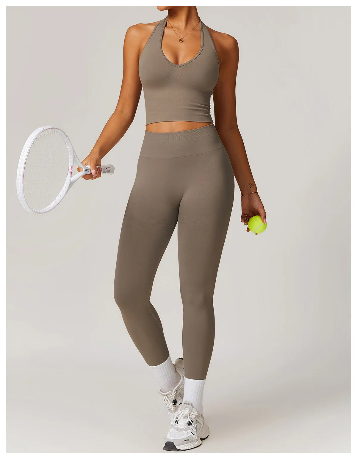 Seamless V-Line Fitness Leggings & Top Set - Yoga Gym Activewear
