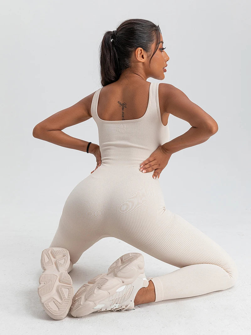 Comfortable Square Neck Jumpsuit for Yoga and Fitness
