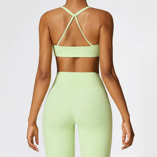 Womens Cross-Back Sports Bra & Leggings Set