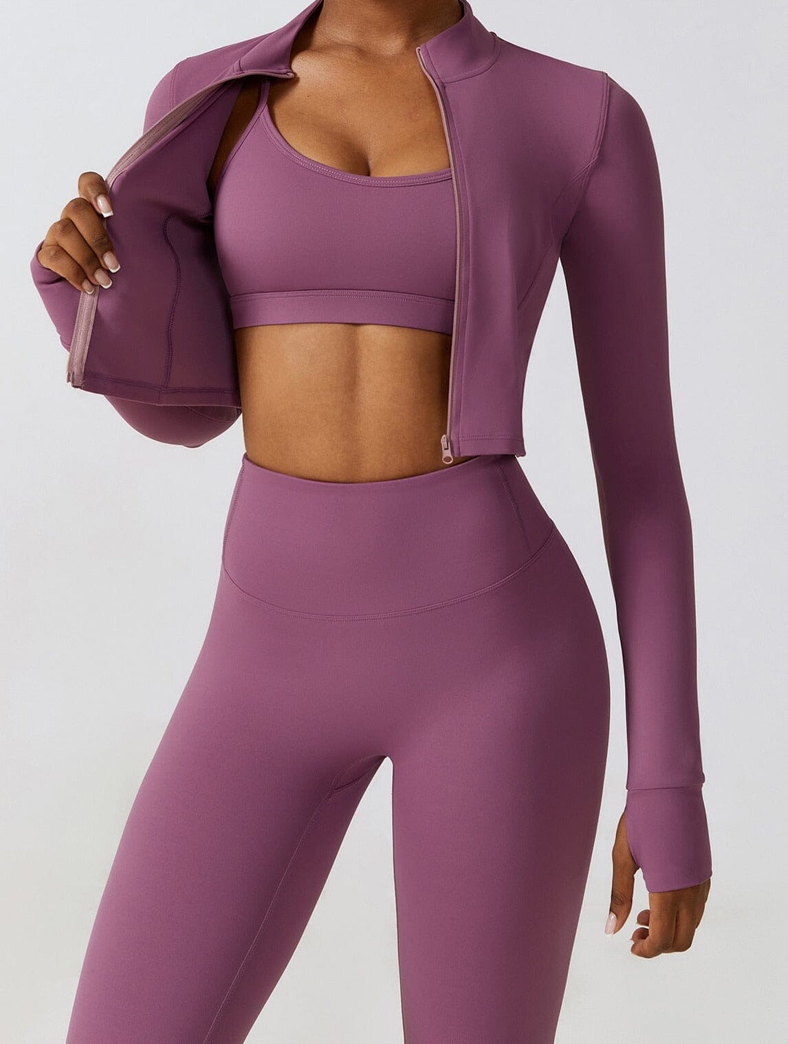 Fitness Three-Piece Activewear Set - Leggings + Top