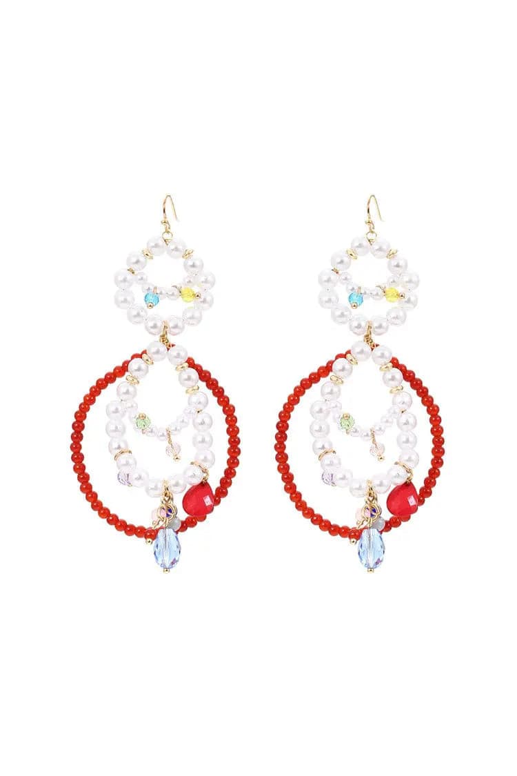 White Pearl Hoop Earrings - Elegant Circle Design