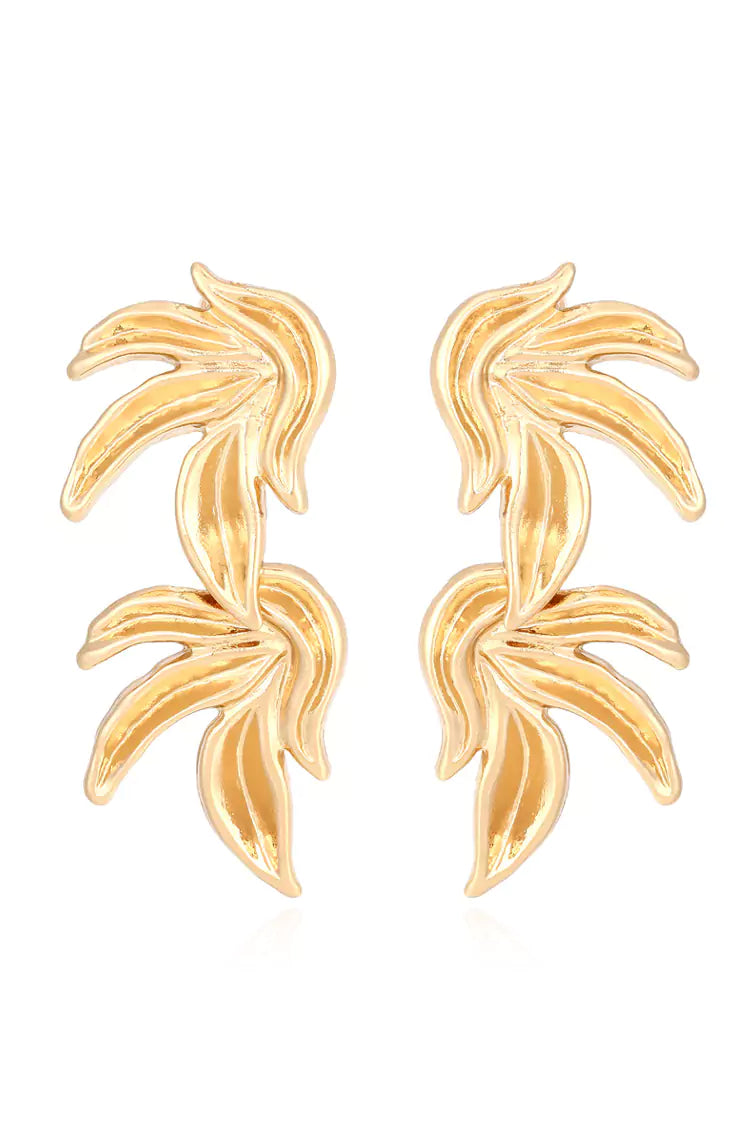 Golden Leaf Drop Earrings - Retro Style Jewelry