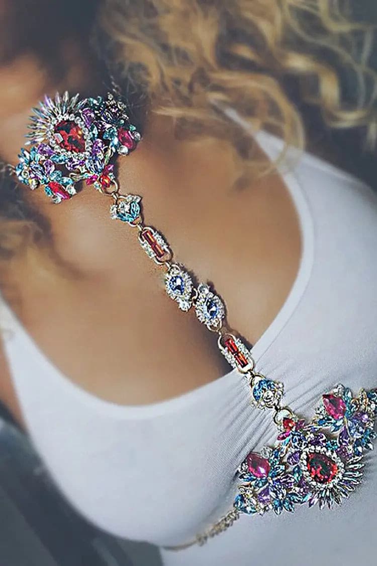 Multicolored Crystal Body Chain Necklace