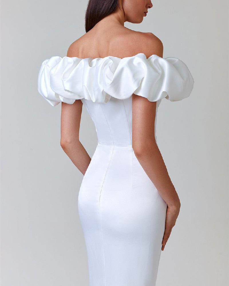 White Crystal Off-Shoulder Maxi Dress - Elegant Glamour