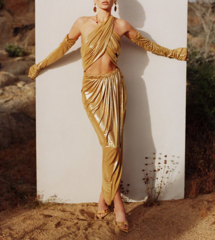 Yellow Ruched Leather Midi Dress - Elegant Chic Style