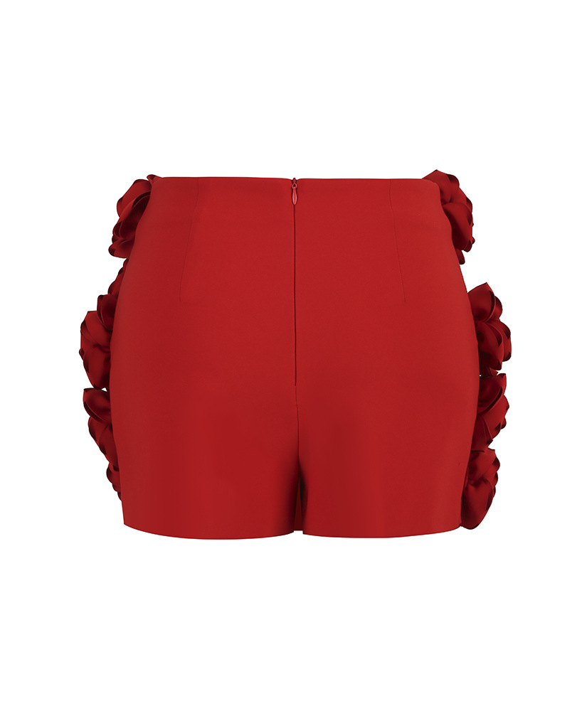 Red 3D Flower Embellished Skirt - Bold Statement Dress