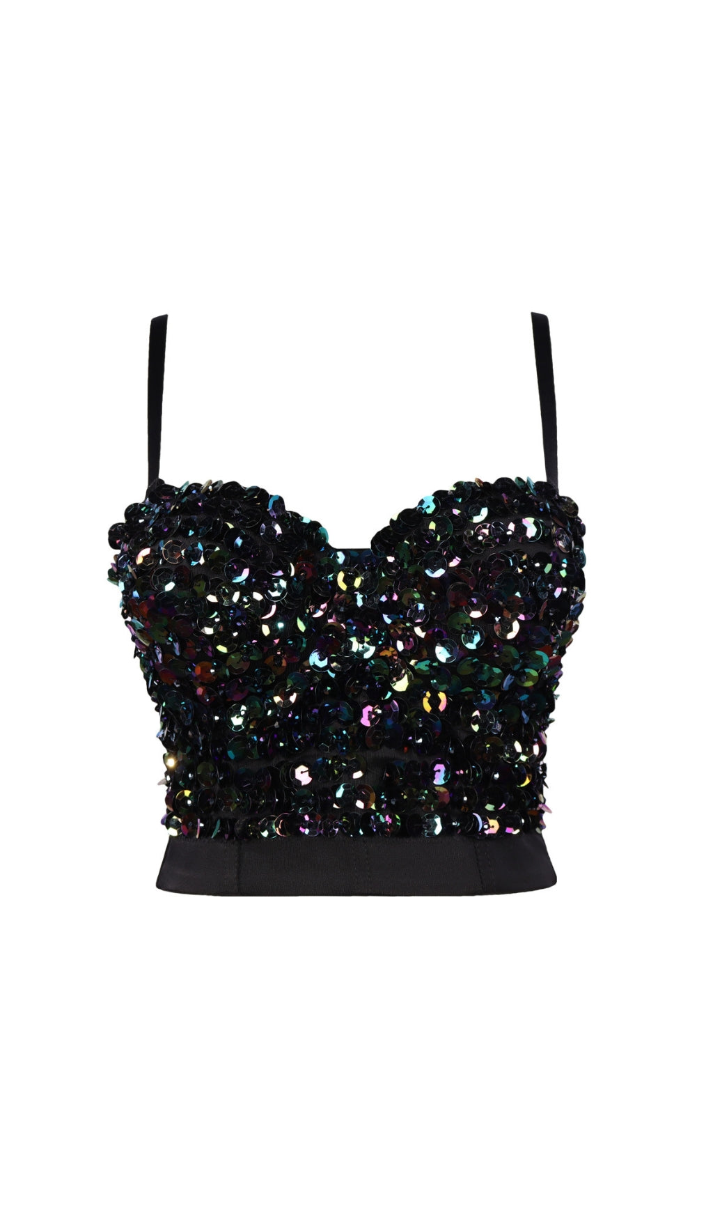 Sequin Embellished Black & White Crop Top