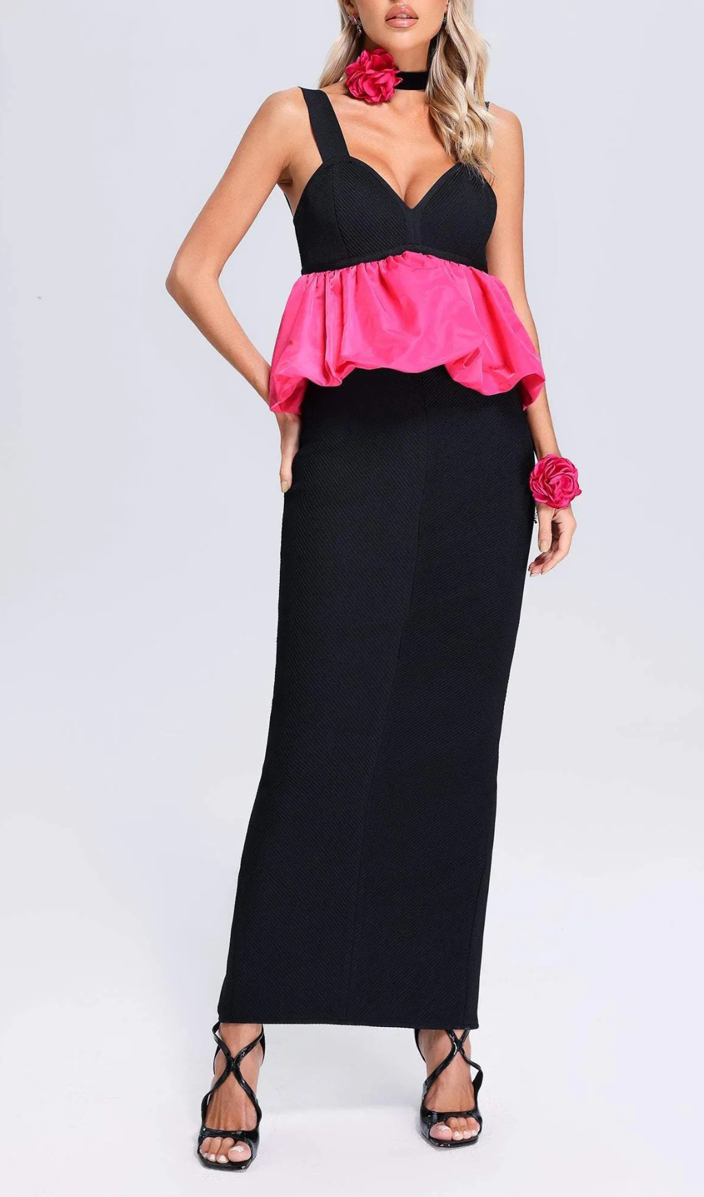 Black Halter Bandage Maxi Dress for Women