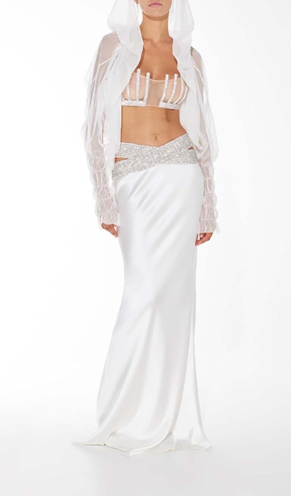 Graceful White Two-Piece Dress Set