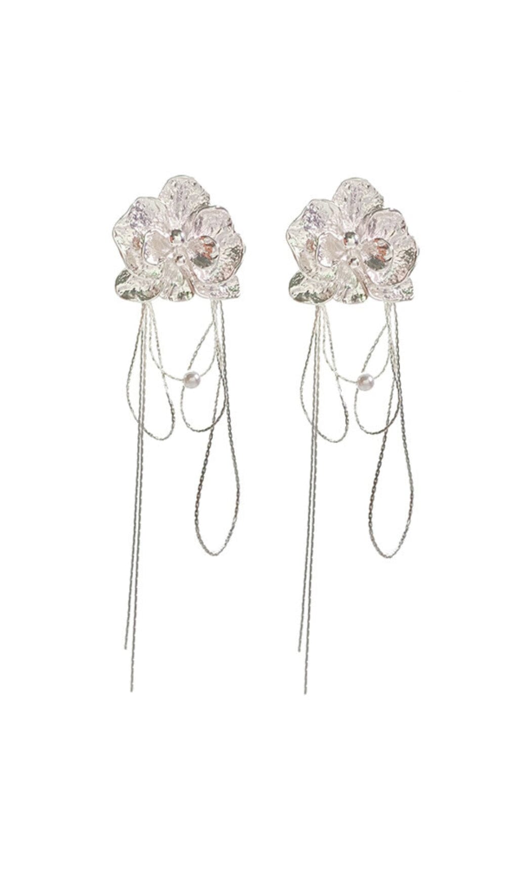 Elegant White Butterfly Orchid Dangle Earrings