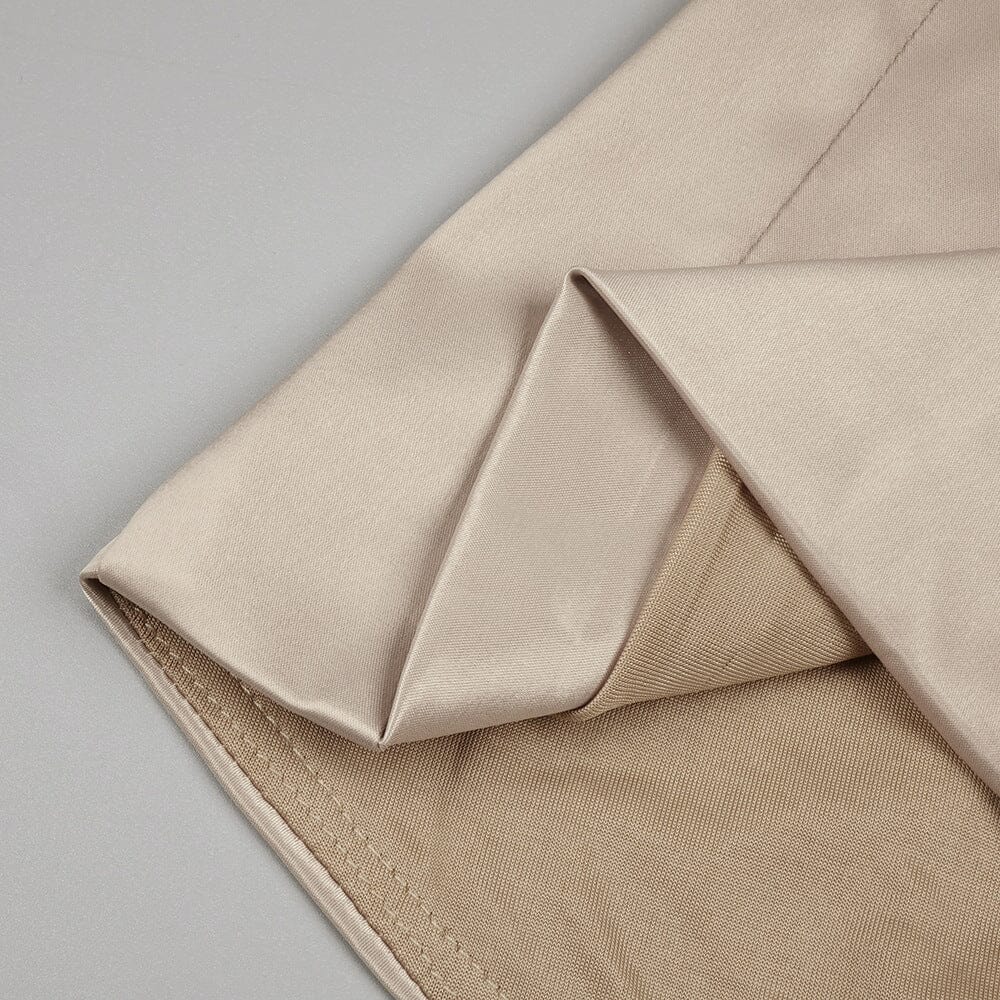 Beige Satin Mermaid Maxi Dress for Elegant Events