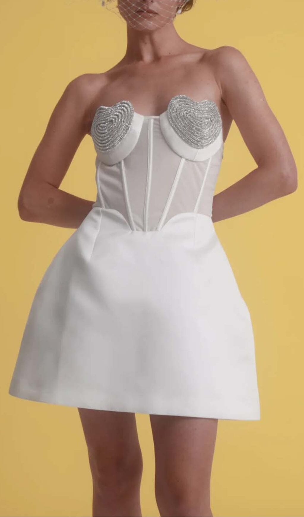 White Strapless Heart Bustier Mini Dress - Chic Cocktail & Party Attire
